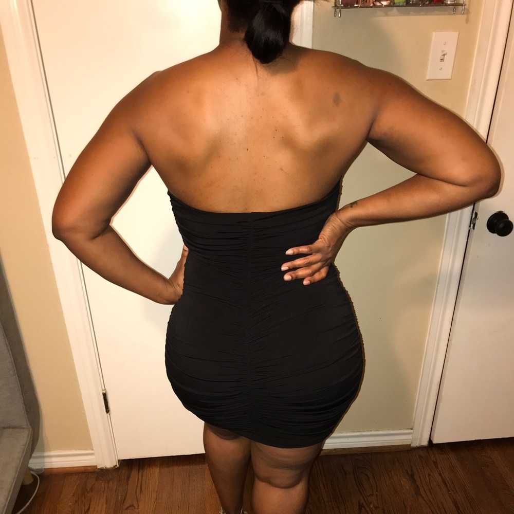 BCX Black Runched Basket-Weaved Dress - Picture 3 of 5